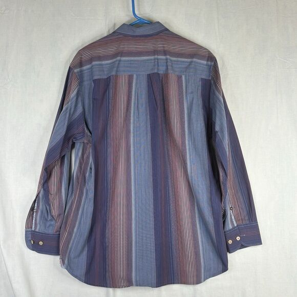 Tommy Bahama Shirt Mens Large‎ Blue Pink Stripe Logo Button Up 100% cotton - Picture 3 of 14